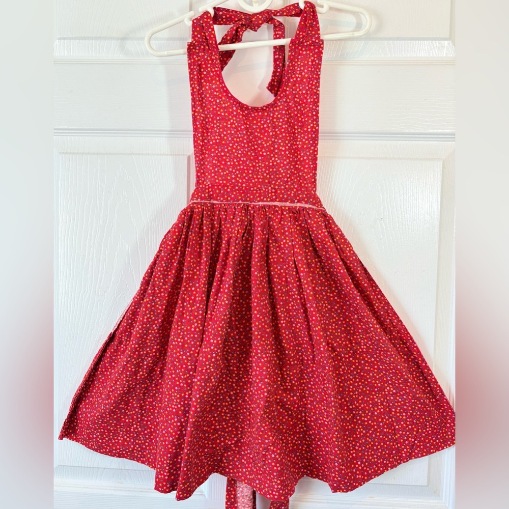 Vintage 70s 80s Girls Handmade Calico Floral Pinafore Apron 10-12